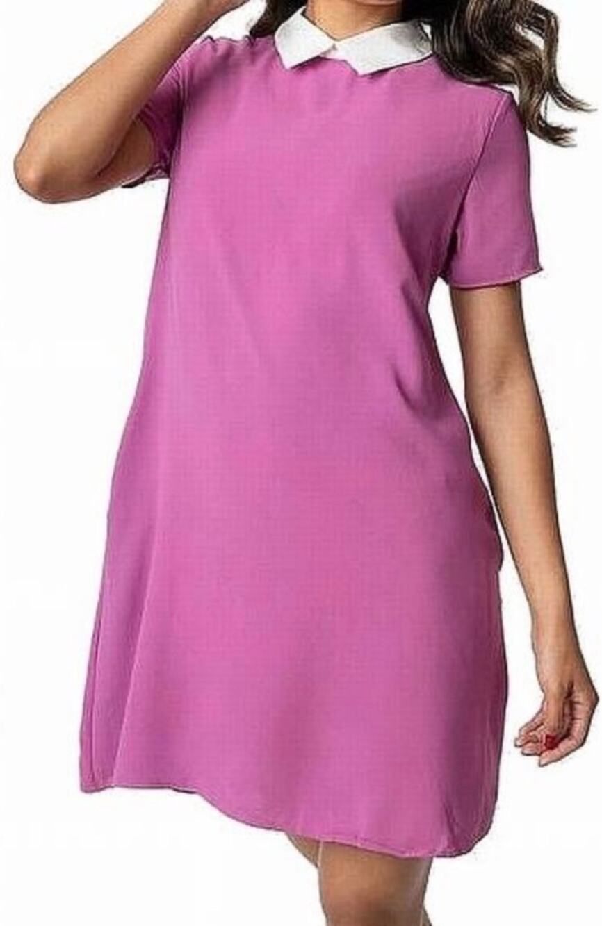 Tulip B Unique Vintage Purple White Collared Retro Dress S NWT